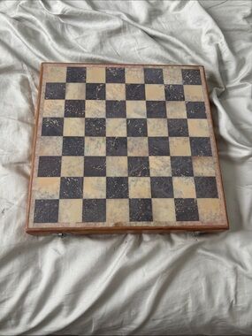 World Market travel box marble top chess set NWT